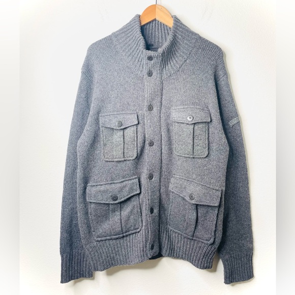 Schott NYC Other - Schott NYC Army Type Garment Sweater Jacket Mens Large Gray Wool